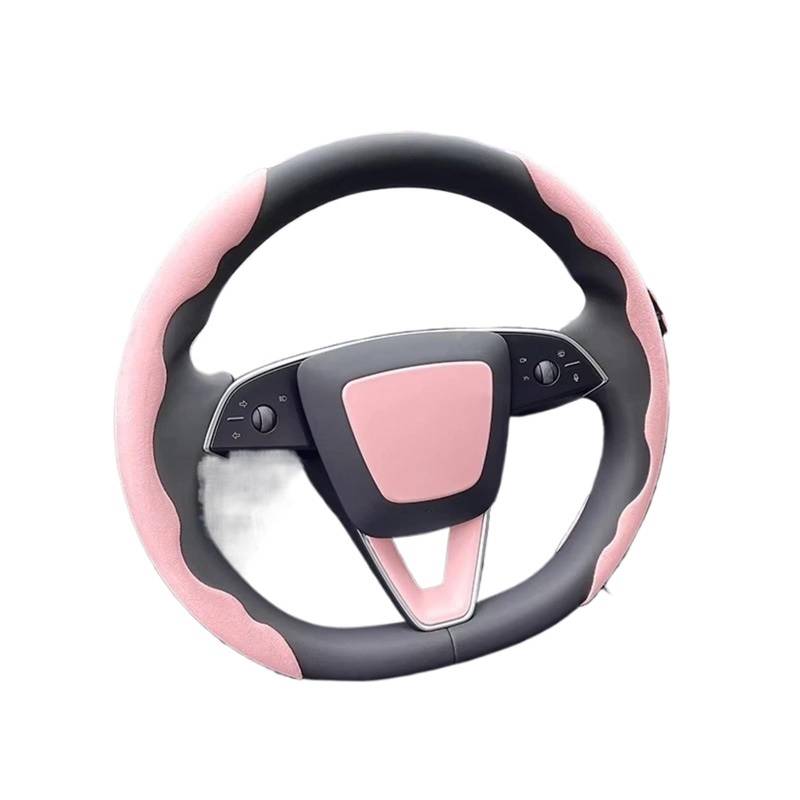 Auto Lenkradbezug Leder Für Tesla Für Modell Anti Slip Lenkung Ersatz Schützen Abdeckung Weiß Innen Zubehör Wildleder Lenkrad Abdeckung Lenkradbezug Winter warm(Pink) von KCKZCFCYPQ