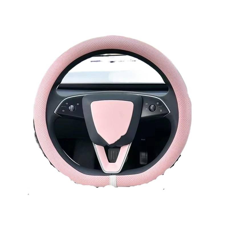 Auto Lenkradbezug Leder Für Tesla Für Modell Für 3 Anti Slip Lenkung Ersatz Schützen Abdeckung Innen Zubehör PU Leder Lenkrad Abdeckung Lenkradbezug Winter warm(PINK) von KCKZCFCYPQ