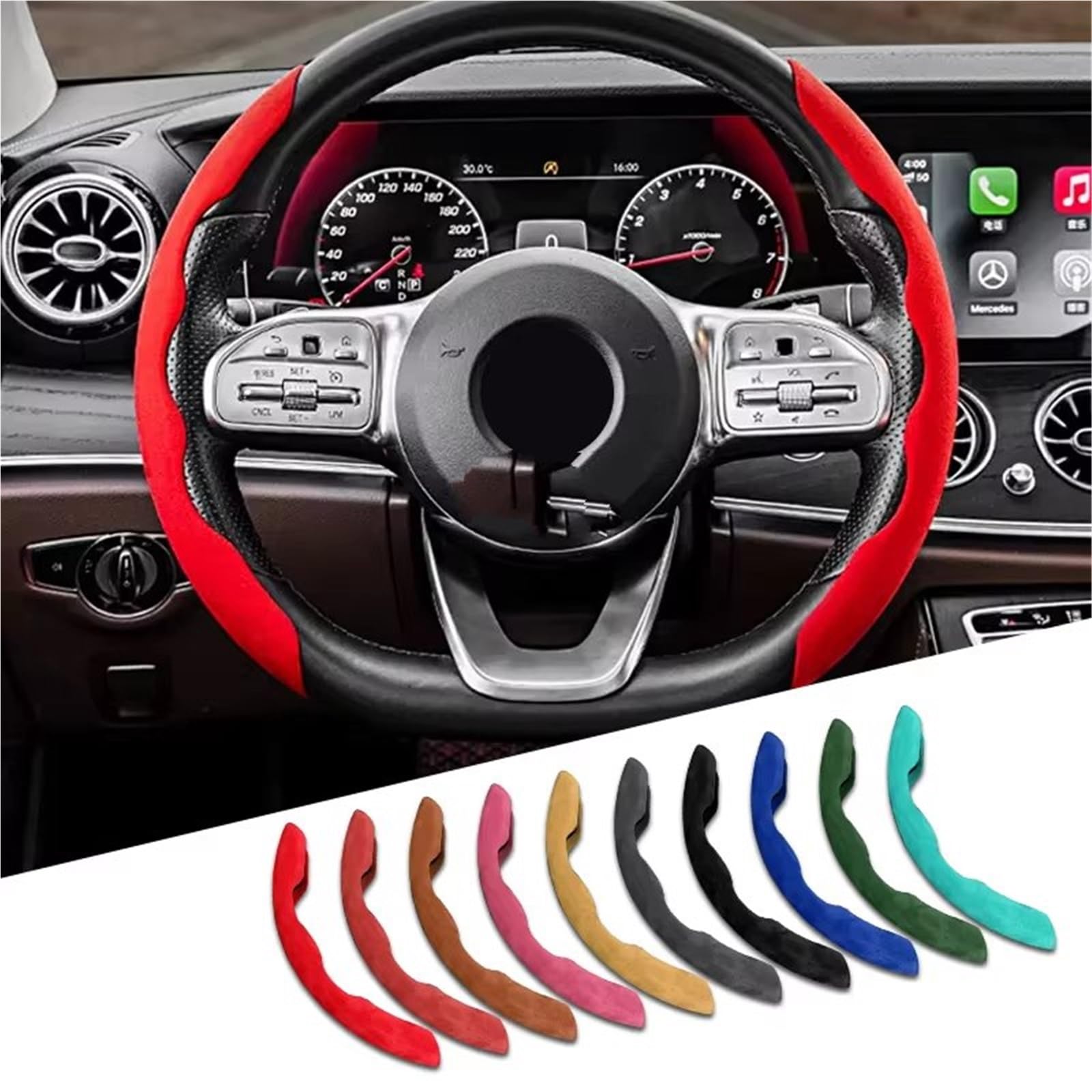 Auto Lenkradbezug Leder Innendekoration Zubehör Auto Lenkradabdeckung Zierrahmen Für Mazda Für 3 Für 2 Für CX5 Für 6 Für 3 Lenkradbezug Winter warm(Blue) von KCKZCFCYPQ