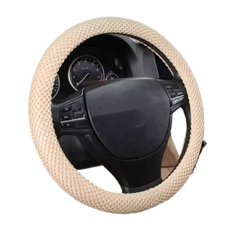 Auto Lenkradbezug Leder Mit Nadeln Und Mesh-Gewebe, Durchmesser 36–38 cm, Auto-Autozubehör, Geflecht Am Lenkrad, Auto-Lenkradabdeckung Lenkradbezug Winter warm(Beige) von KCKZCFCYPQ