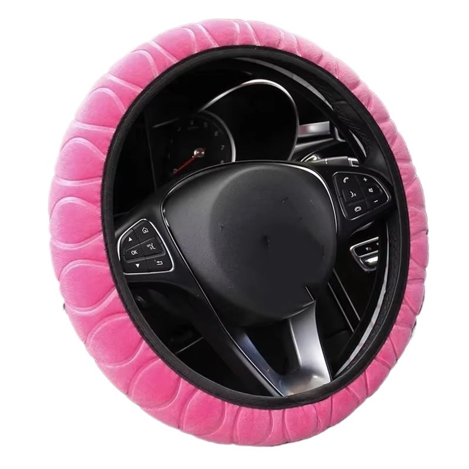 Auto Lenkradbezug Leder Plüsch-Kragen Für Damen Und Herren, Autozubehör, 37 cm, Weich, Winter, Warm, Plüsch, Auto-Lenkrad-Abdeckung, Schutz, Dekoration, Super Lenkradbezug Winter warm(Pink 37-38 cm) von KCKZCFCYPQ