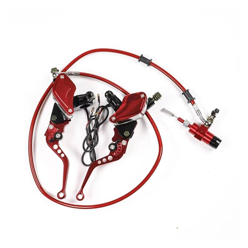 Bremse Kupplungshebel Motorrad-Hydraulikkupplungssatz, Hebel, Hauptzylinder, Strickölschlauch, Wasserdicht Und Staubdicht, Geeignet Für Die Meisten Motorräder Bremshebel(Red 1set) von KCKZCFCYPQ