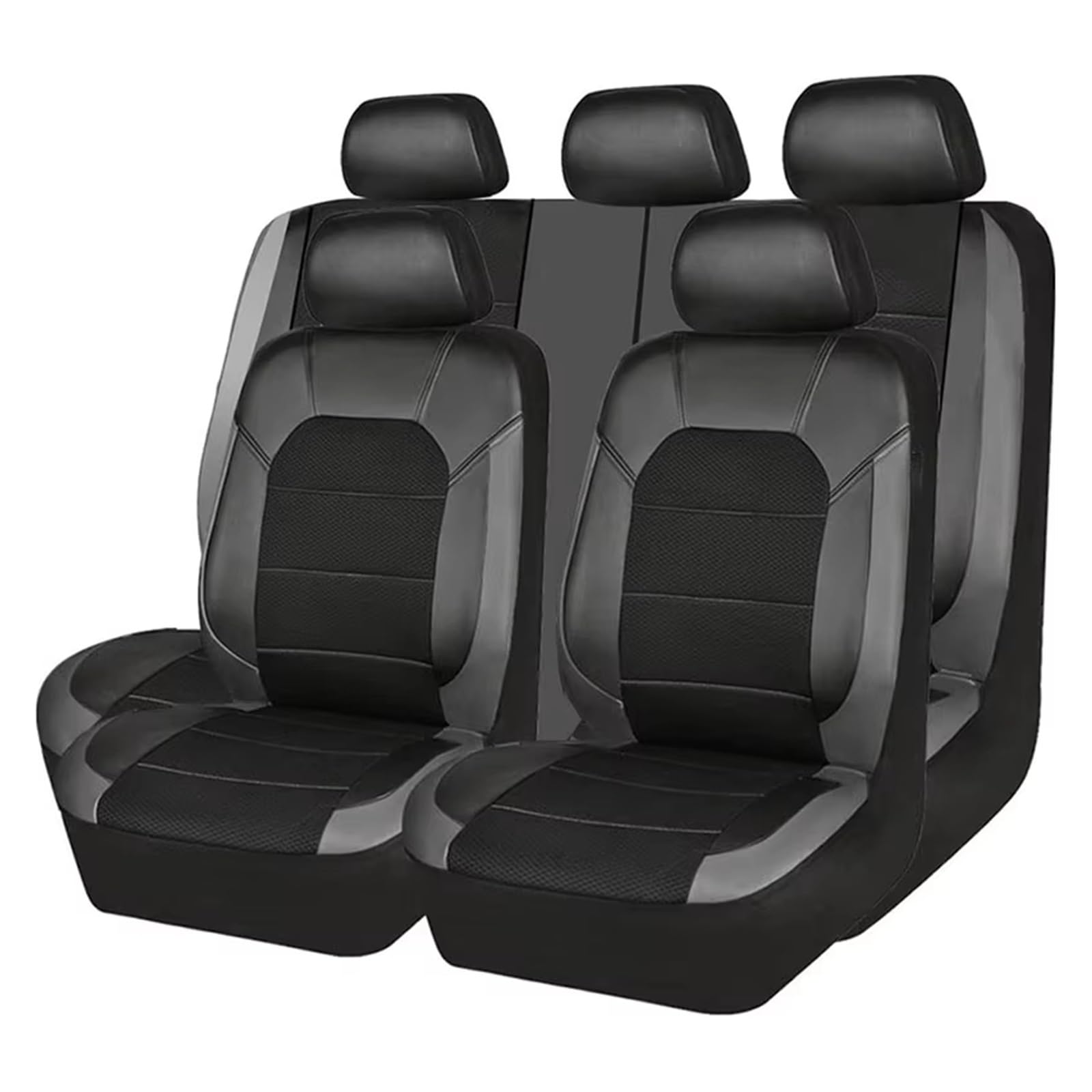 KCKZCFCYPQ Schonbezug Autositz Autositzbezüge, Atmungsaktives Mesh-Gewebe, Spleißen Von PU-Leder, Für Captur, Für Logan, Für Kadjar, Auto-Styling Autositzbezug(5 seat Black) von KCKZCFCYPQ