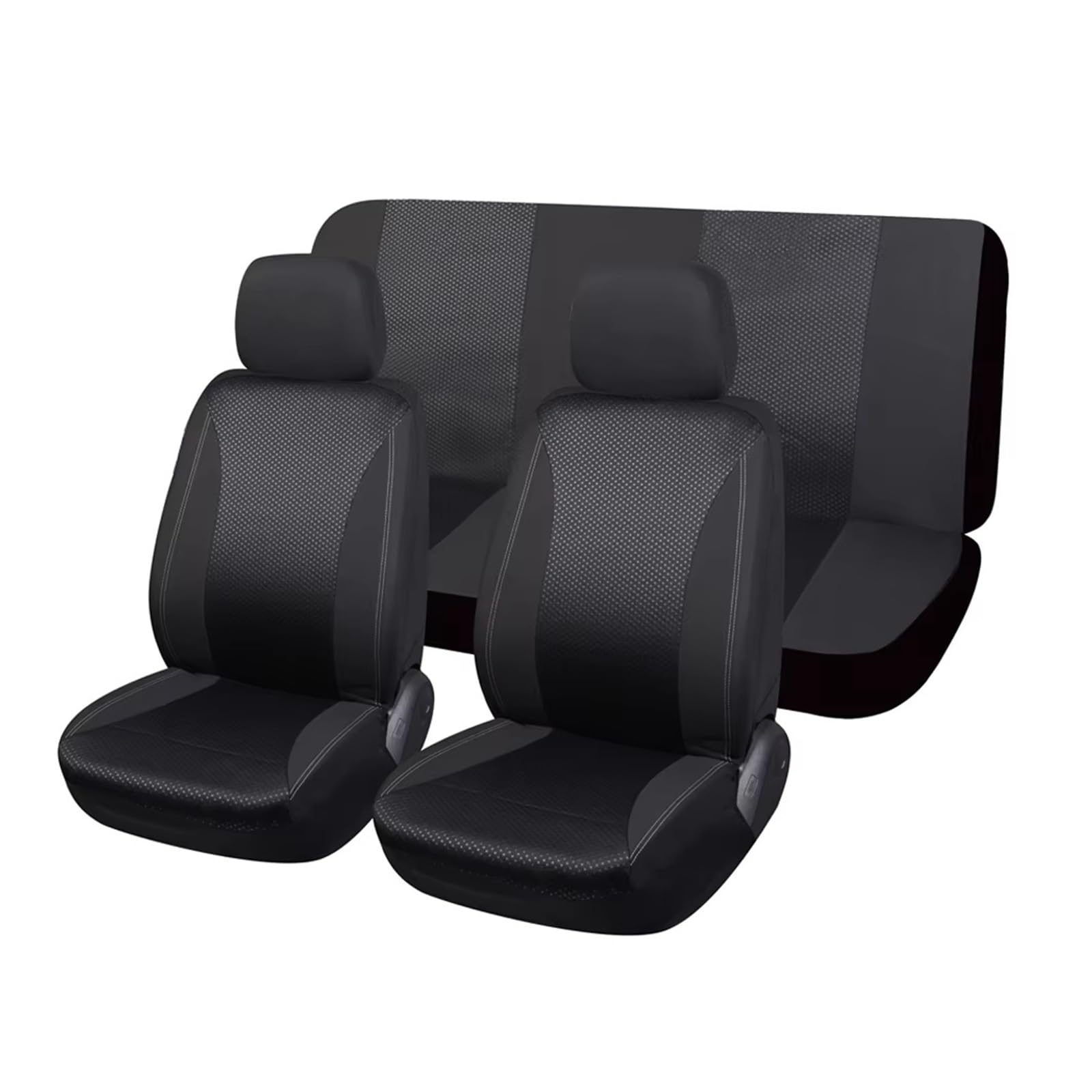 KCKZCFCYPQ Schonbezug Autositz Autositzbezüge, Kariertes Polyester-Patchwork-Netzgewebe, Geeignet Für Die Meisten Autos, Sitzbezüge, Zubehör Für Den Innenraum Autositzbezug(Black 5 seat Set) von KCKZCFCYPQ