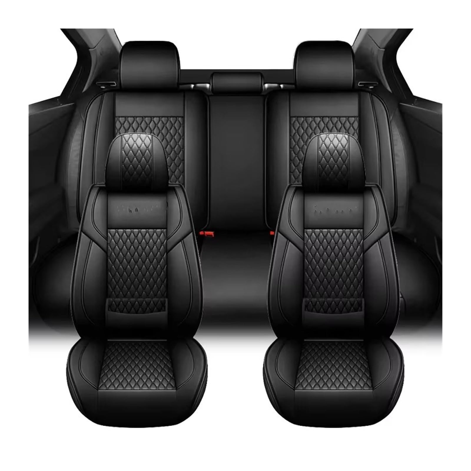 KCKZCFCYPQ Schonbezug Autositz Autositzbezüge, PU-Leder, Autositzkissen, Airbag-kompatibel, Vollständig Umwickelter Sitzschutz Für Limousine Autositzbezug(Black 3pcs) von KCKZCFCYPQ