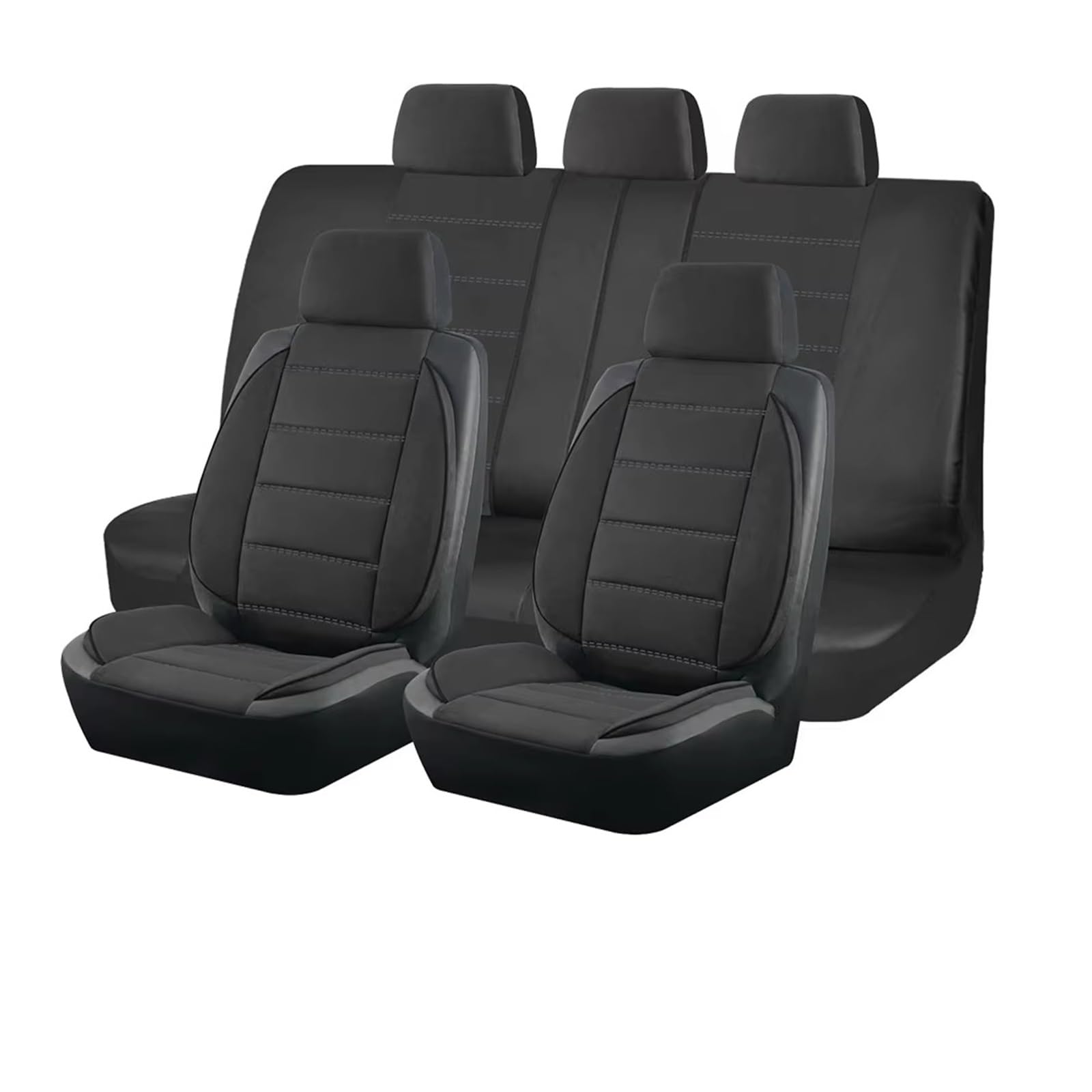 KCKZCFCYPQ Schonbezug Autositz Autositzbezüge, Stereo-Modellierung, Leder-Fluff-Autositzbezüge, Passend Für Die Meisten Autozubehör-Innenräume Autositzbezug(Black 5 Seat) von KCKZCFCYPQ