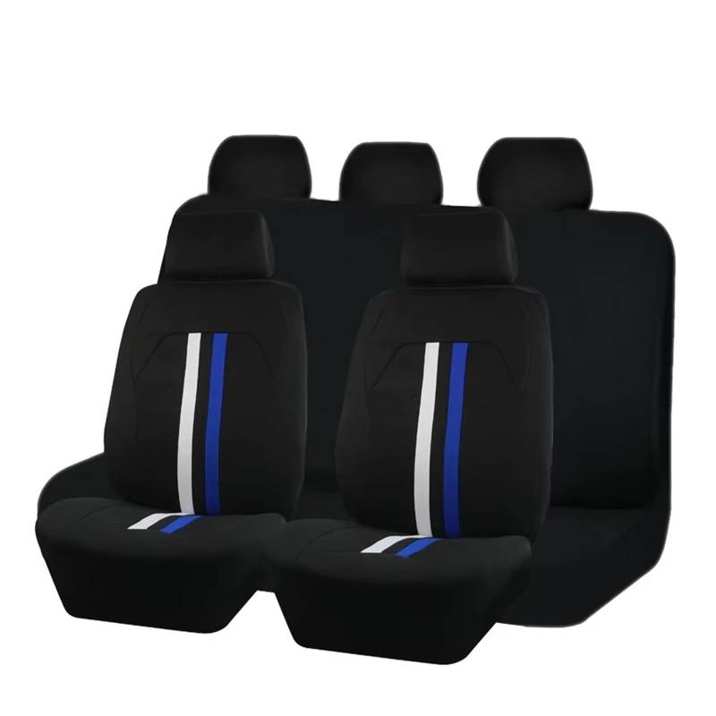 KCKZCFCYPQ Schonbezug Autositz Autositzbezüge, Zweifarbiger Streifen, Geeignet Für Die Meisten Autos. Polyester-Autositzbezüge, Kompatibel Mit Airbags Autositzbezug(9Pcs Blue) von KCKZCFCYPQ