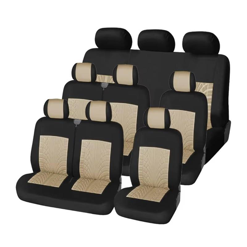 KCKZCFCYPQ Schonbezug Autositz Autositzbezüge Anti-Falten- Und Anti-Verformungs-Sitzbezüge Autoinnenraum Geeignet Für Die Meisten Autos Autositzbezug(BEIGE-9PCS) von KCKZCFCYPQ