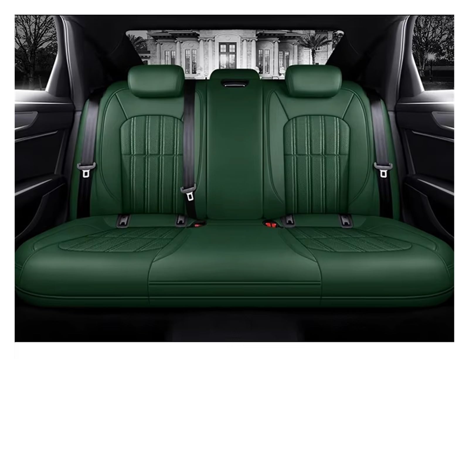 KCKZCFCYPQ Schonbezug Autositz Autositzbezüge Für Jaguar Für Xf Für Xe Leder Wasserdichtes Autozubehör Autositzschoner Autositzbezug(Rear Seats-Green) von KCKZCFCYPQ