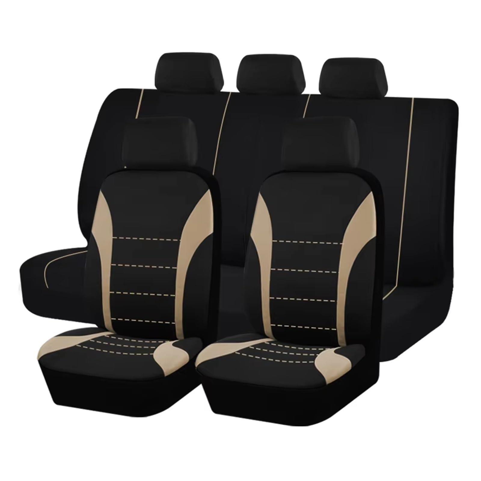 KCKZCFCYPQ Schonbezug Autositz Polyester-Autositzbezüge, Zubehör, Innensitzbezug Für Auto, Passend Für Die Meisten Autos, Airbag-kompatibel Autositzbezug(Beige 5 Seat) von KCKZCFCYPQ