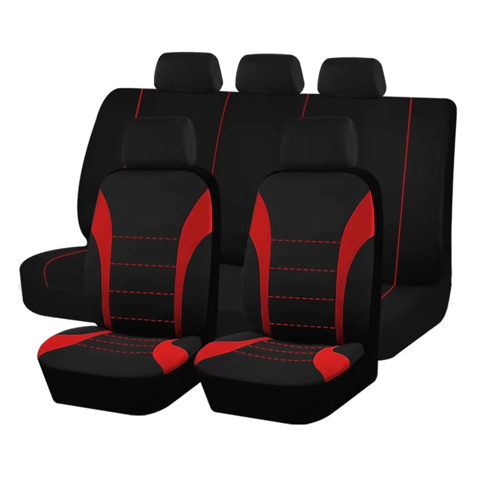 KCKZCFCYPQ Schonbezug Autositz Polyester-Autositzbezüge, Zubehör, Innensitzbezug Für Auto, Passend Für Die Meisten Autos, Airbag-kompatibel Autositzbezug(Red 5 Seat) von KCKZCFCYPQ