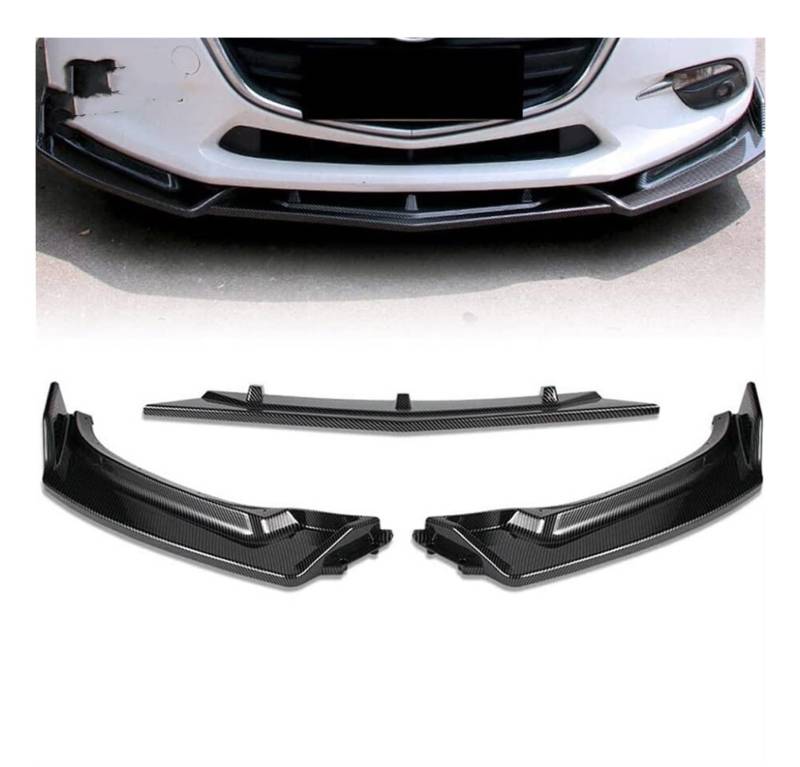 3-teiliges Auto-Frontspoiler-Bodykit for den Stoßfänger, Diffusorschutz, kompatibel mit Mazda 3 Axela 2014 2015 2016 2017 2018, Auto-Styling(CF Look) von KCYANO