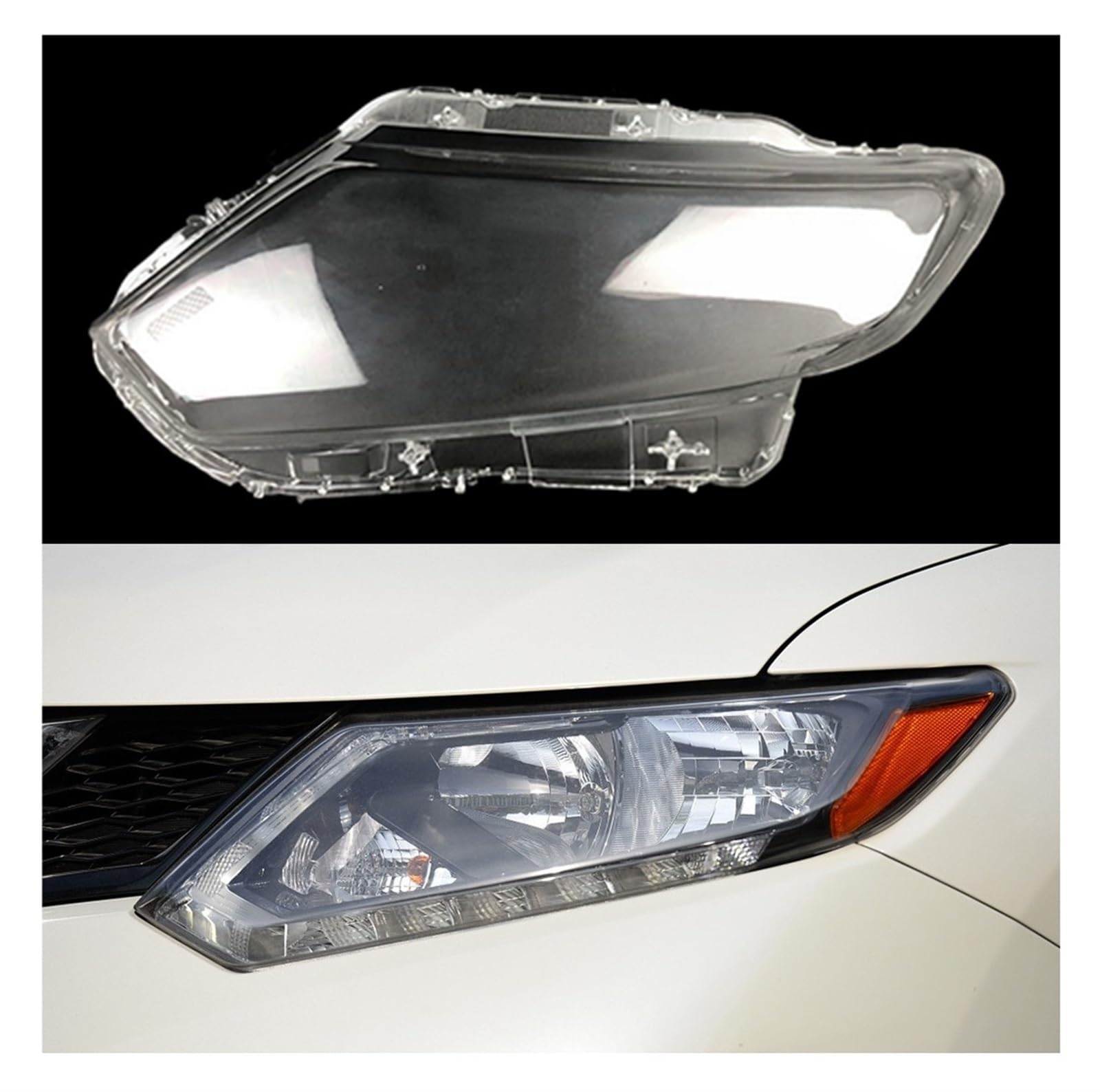 Auto Helle Frontglaslinse Scheinwerfer Lampenschirm Auto Lampenschale Leuchten Gehäuse Kompatibel for Nissan X-Trail 2014 2015 2016 Scheinwerferabdeckung(Left) von KCYANO