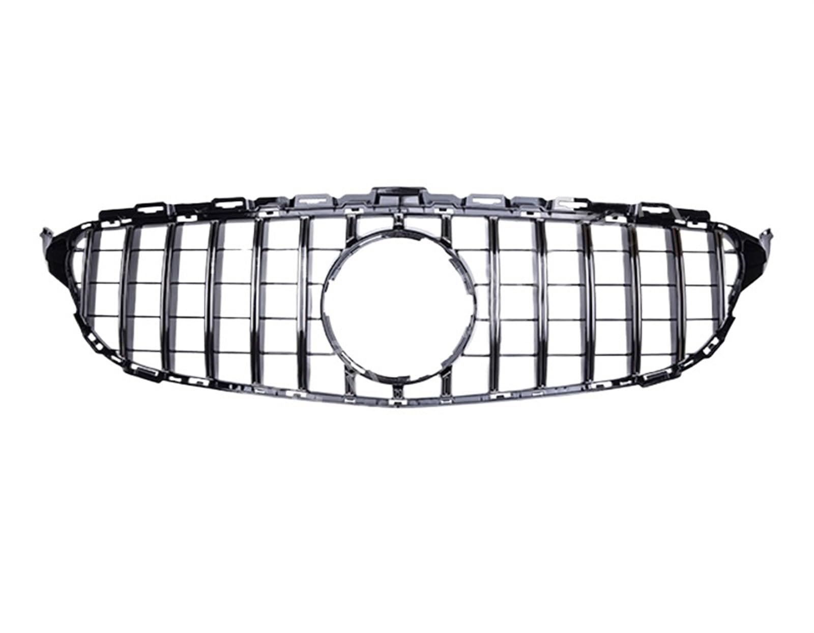 Auto Kühlergrill Stoßstange Grill GT Diamant Stil Kompatibel for Mercedes Benz C W205 S205 C205 C180 C200 C260 C300 2014-2021 Tuning Refit(14-18 Chrome Silvery) von KCYANO