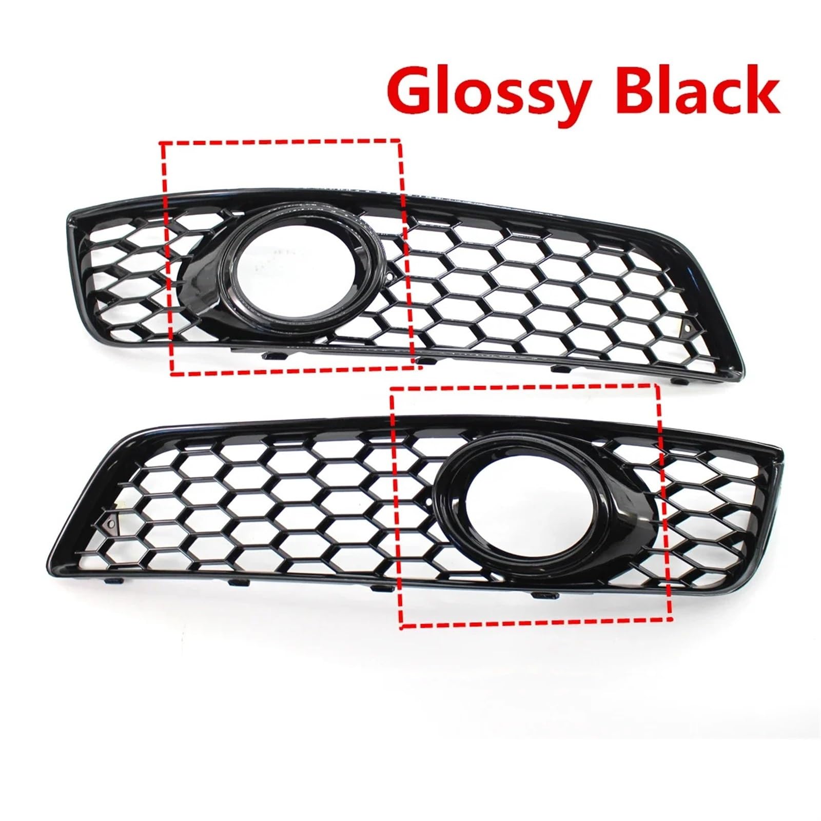 Glänzend/Chrom Auto Kühlergrill Wabengrill Abdeckung Mesh Grill for Audi A3 8P 2009-2013 8P0807682D Nebel Licht kühlergrill Abdeckung(Glossy black1) von KCYANO