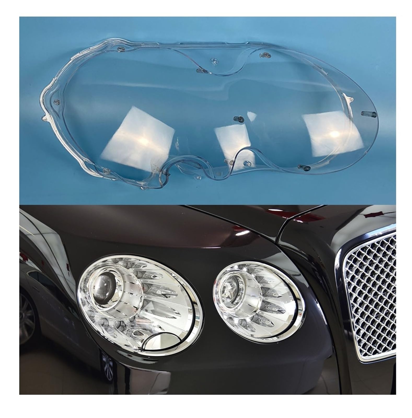 Kompatibel for Bentley Flying Spur 2013 2014 2015 2016 2017 2018 2019 Scheinwerferschale Glaslampenschale Scheinwerferabdeckung Transparenter Lampenschirm(Right) von KCYANO