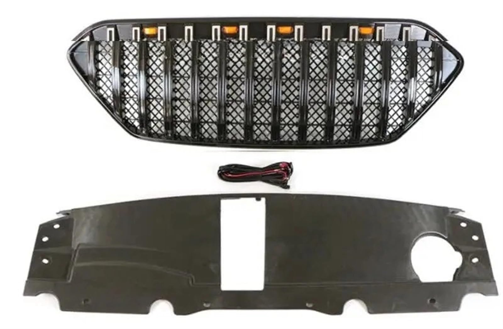 Kompatibel for Hyundai IX35 2010-2013 ABS mit oder ohne Lichter Frontgrill Kühlergrill Rahmenverkleidung Auto Styling Grille Schmücken YJD(Black with Belt lamp) von KCYANO