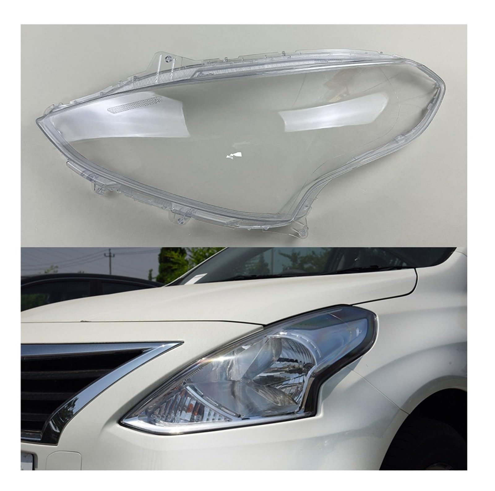 Kompatibel for Nissan Sunny 2014 2015 2016 2017 Frontscheinwerferabdeckung, transparente Scheinwerferlampenschale, ersetzt den Originallampenschirm(Left Side) von KCYANO