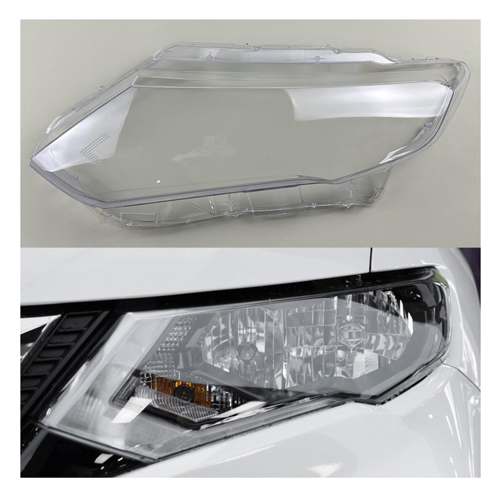 Kompatibel for Nissan X-Trail 2017-2020 Frontscheinwerfer-Lampenabdeckung, transparente Lampenschirme, Scheinwerferschale, ersetzt das Originalobjektiv(Left Side) von KCYANO