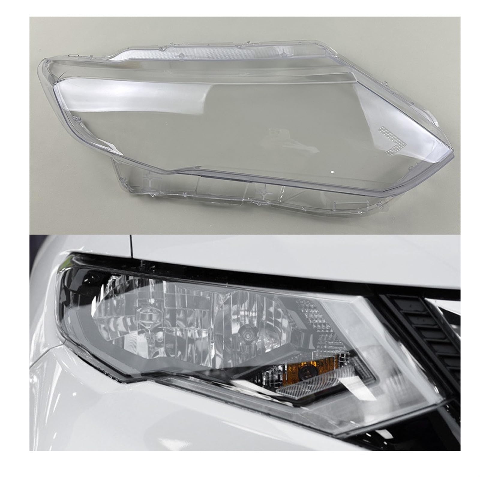 Kompatibel for Nissan X-Trail 2017-2020 Frontscheinwerfer-Lampenabdeckung, transparente Lampenschirme, Scheinwerferschale, ersetzt das Originalobjektiv(Right Side) von KCYANO