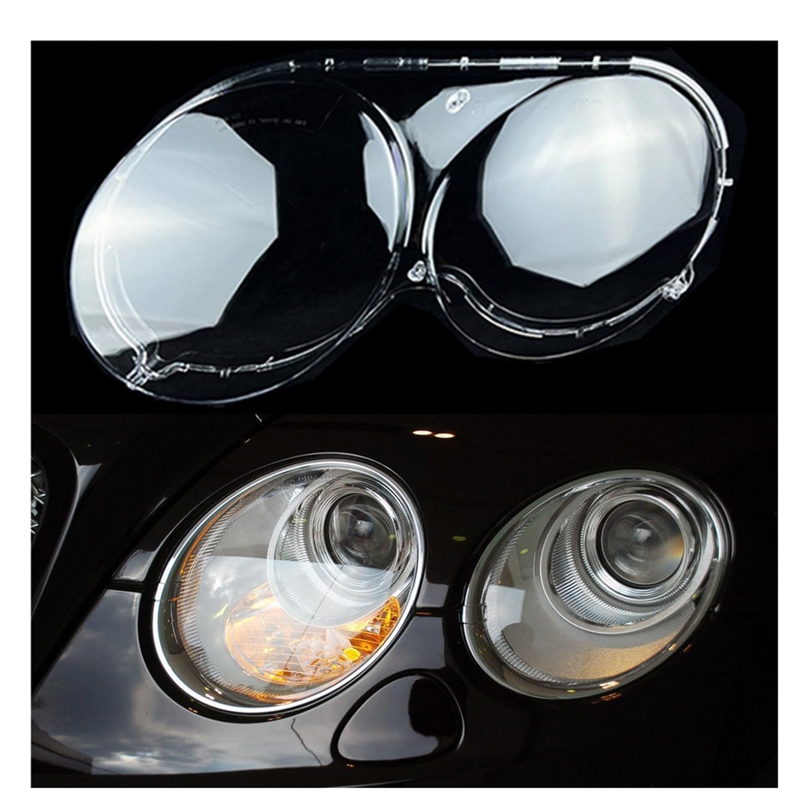 Kompatibel mit Bentley Continental GT Flying Spur 2005-2012. Scheinwerfergehäuse, Scheinwerferlinsenabdeckung, transparente Lampenschirmglas-Lampenabdeckungskappen(Left) von KCYANO