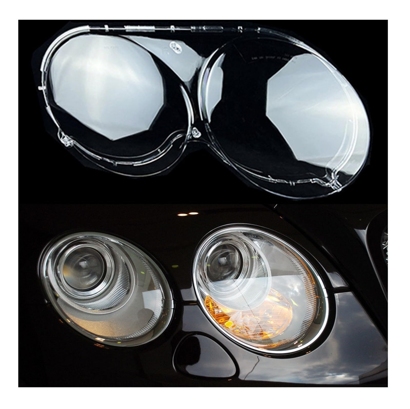 Kompatibel mit Bentley Continental GT Flying Spur 2005-2012. Scheinwerfergehäuse, Scheinwerferlinsenabdeckung, transparente Lampenschirmglas-Lampenabdeckungskappen(Right) von KCYANO