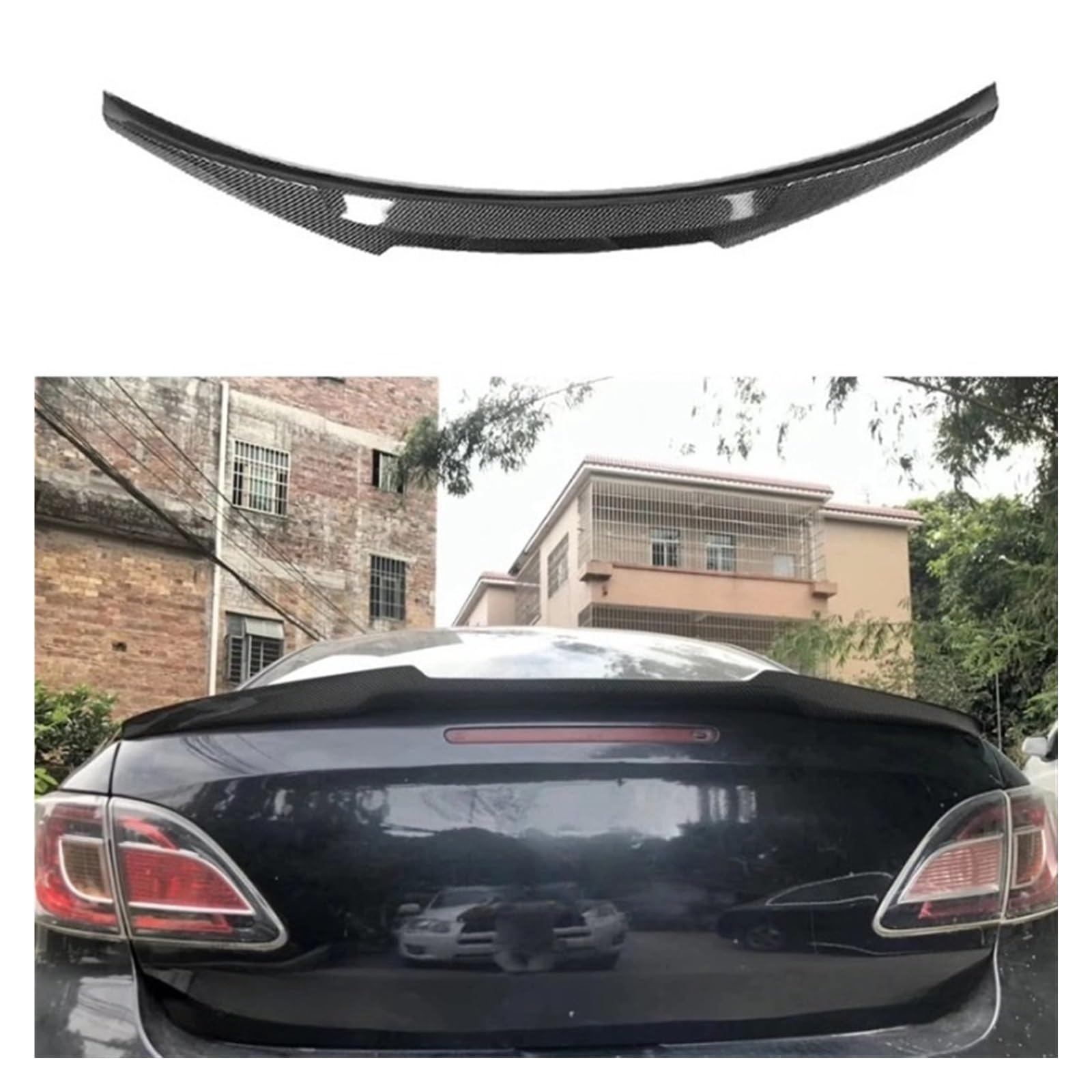 Kompatibel mit Mazda 6 Spoiler 2009 2010 2011 2012 2013 2014 2015 Jahr Glänzend Carbon Fiber/FRP Heckflügel M4 Stil Spoiler Zubehör(Unpainted Spoiler) von KCYANO