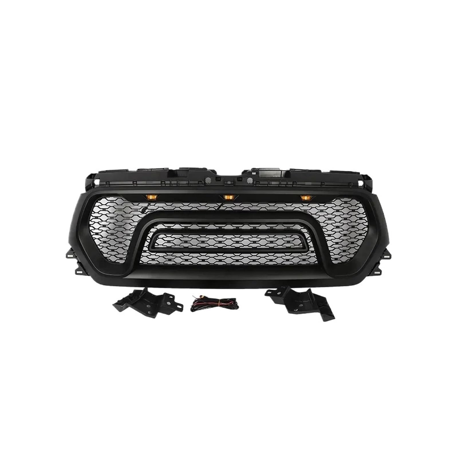 Kühlergrill mit Licht, Mattschwarz, kompatibel mit Dodge RAM 1500 2019–2022, Frontgrill, Renngrill, Auto-Ersatzgitter von KCYANO