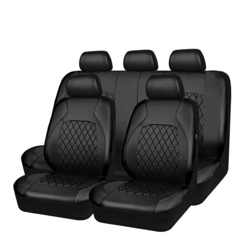 KDCVRYJE PU Leather car seat Cover Quilted Embroidered Artificial Leather universal Five-Seater car in All Seasons(Black,4 Piece Set) von KDCVRYJE