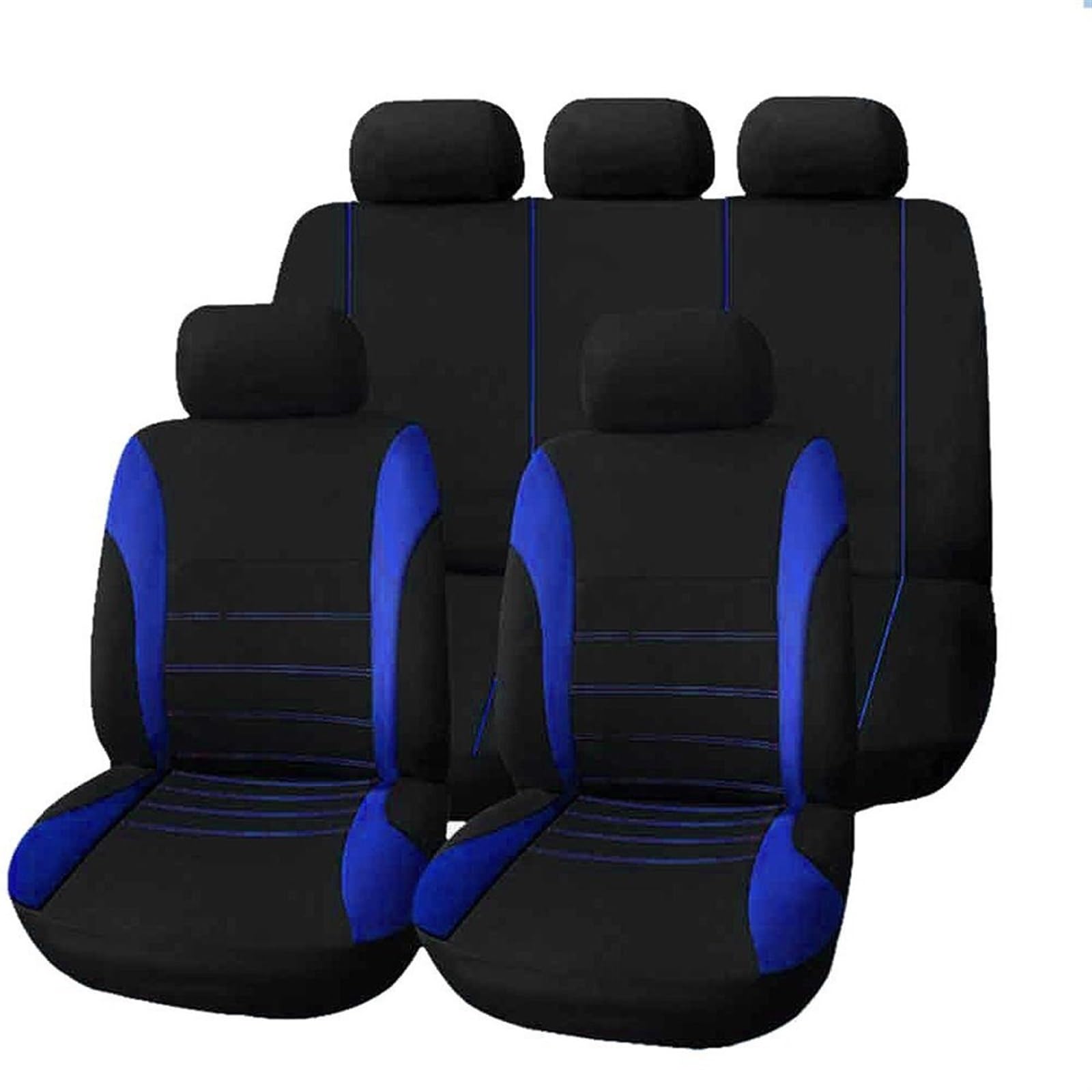 KDCVRYJE Universal 5-Seater 2-Seater car Fabric seat Cover Cushion 9-Piece Set with Seams(Blue 9 Piece Set) von KDCVRYJE