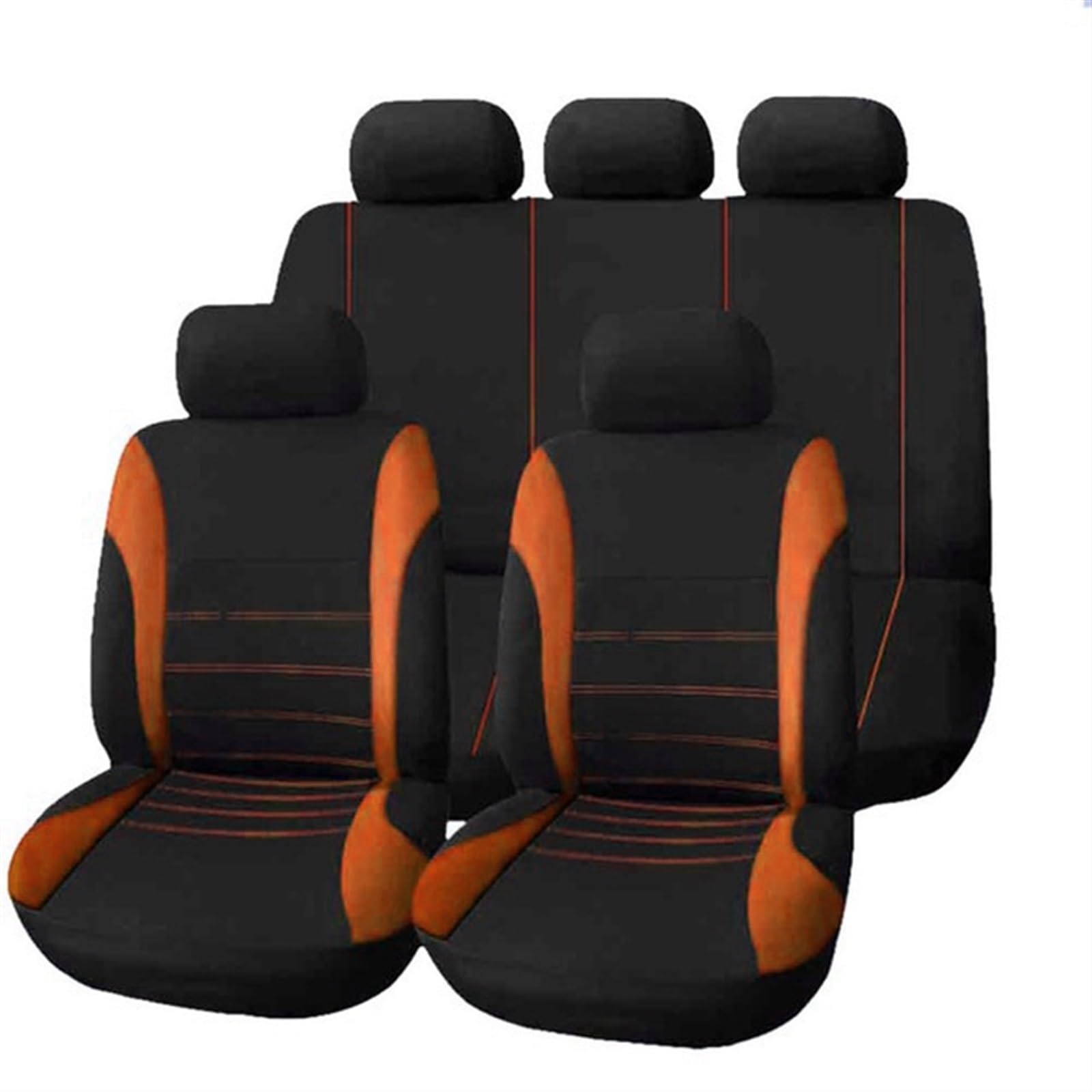 KDCVRYJE Universal 5-Seater 2-Seater car Fabric seat Cover Cushion 9-Piece Set with Seams(Orange 9 Piece Set) von KDCVRYJE