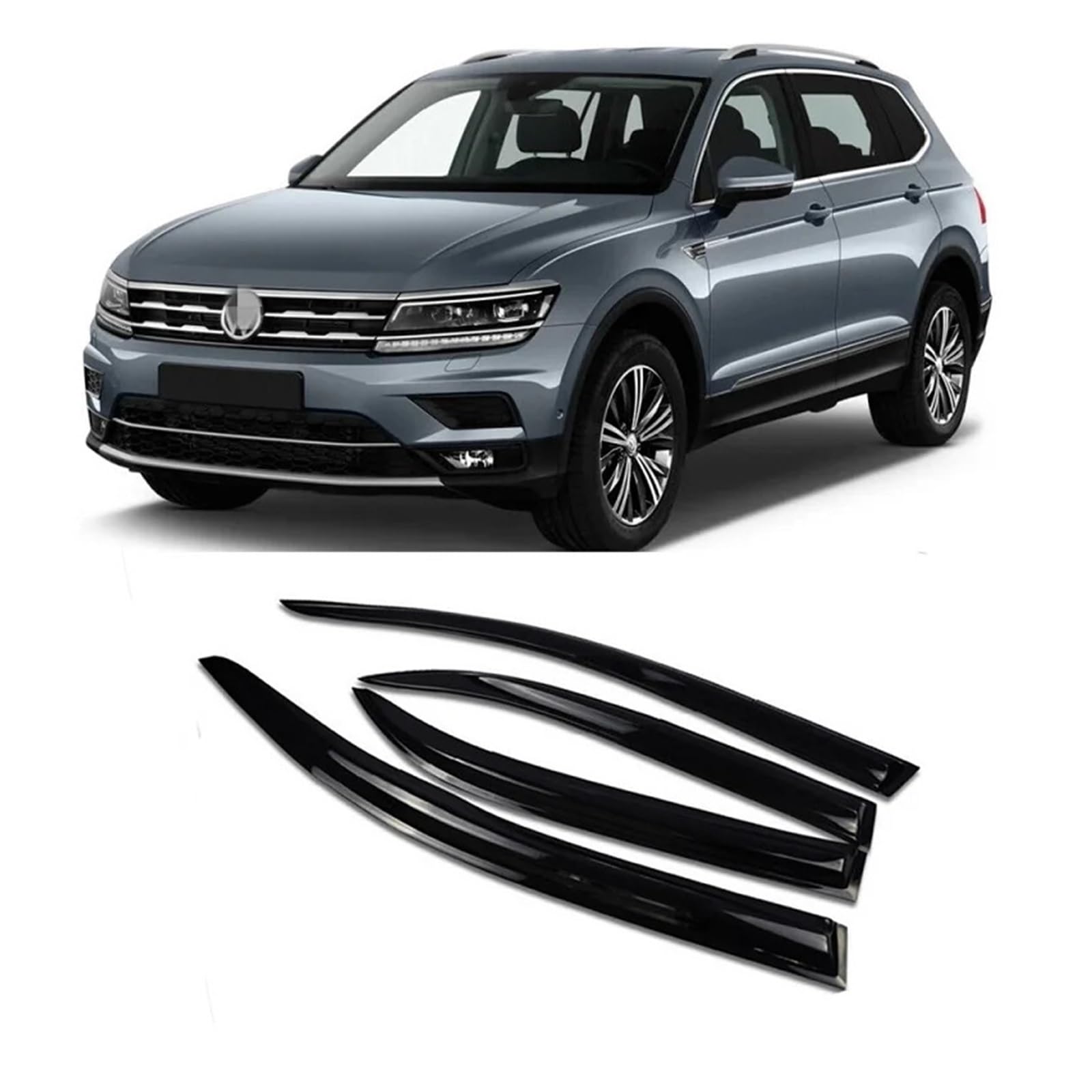 4 Stücke Autofenster Windabweiser Getönte Markise Schild Regen Sonne Schnee Unterstände Kompatibel for VW Tiguan L 2017 2018 2019 2020 2021 von KDMOWHON