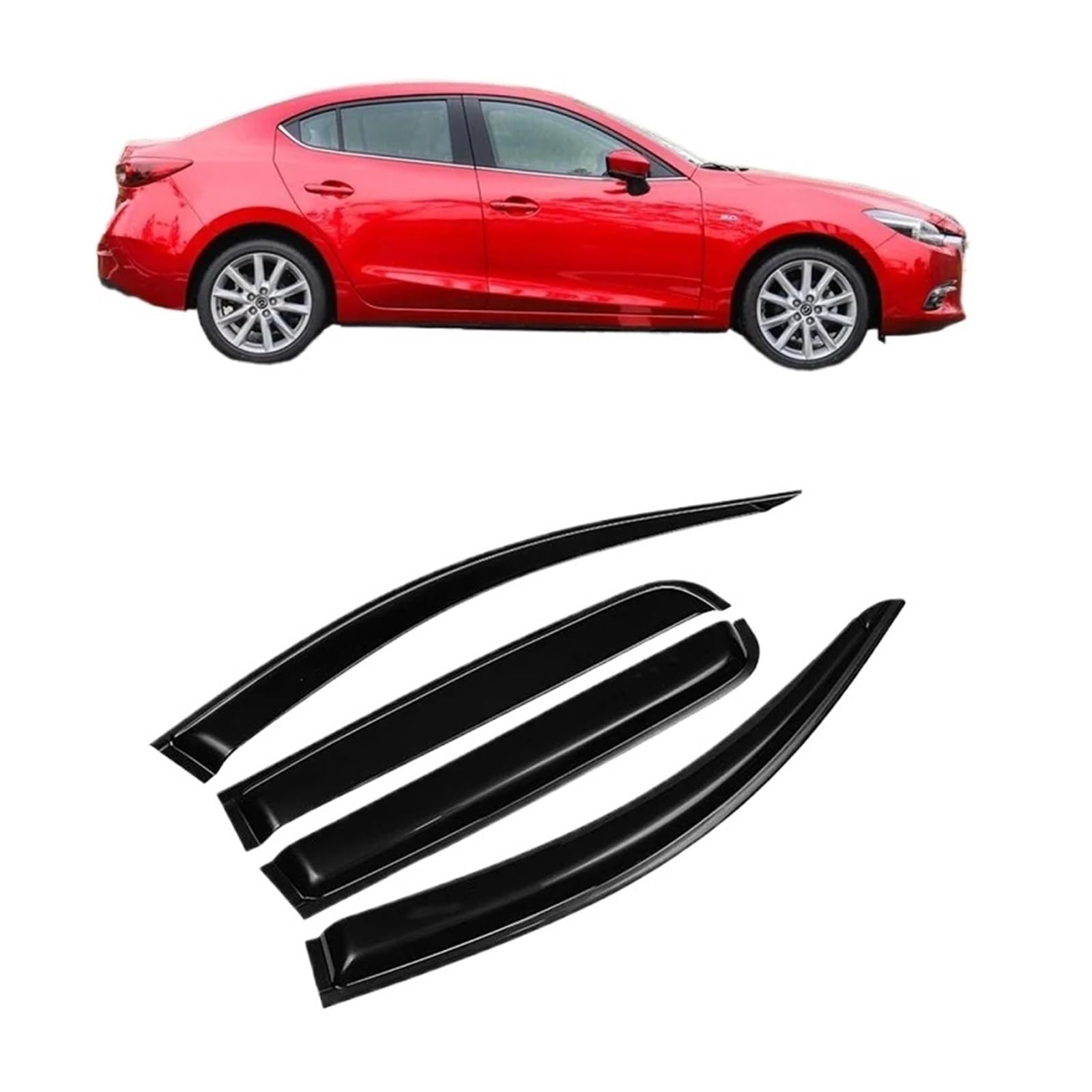 Auto-Seitenfenster-Deflektor, Fenster-Visier-Entlüftung, kompatibel for Mazda 3 Axela 2014 2015 2016–2019, Windschutz, Sonnenschutz, Regenschutz, Markisen, Unterstände von KDMOWHON