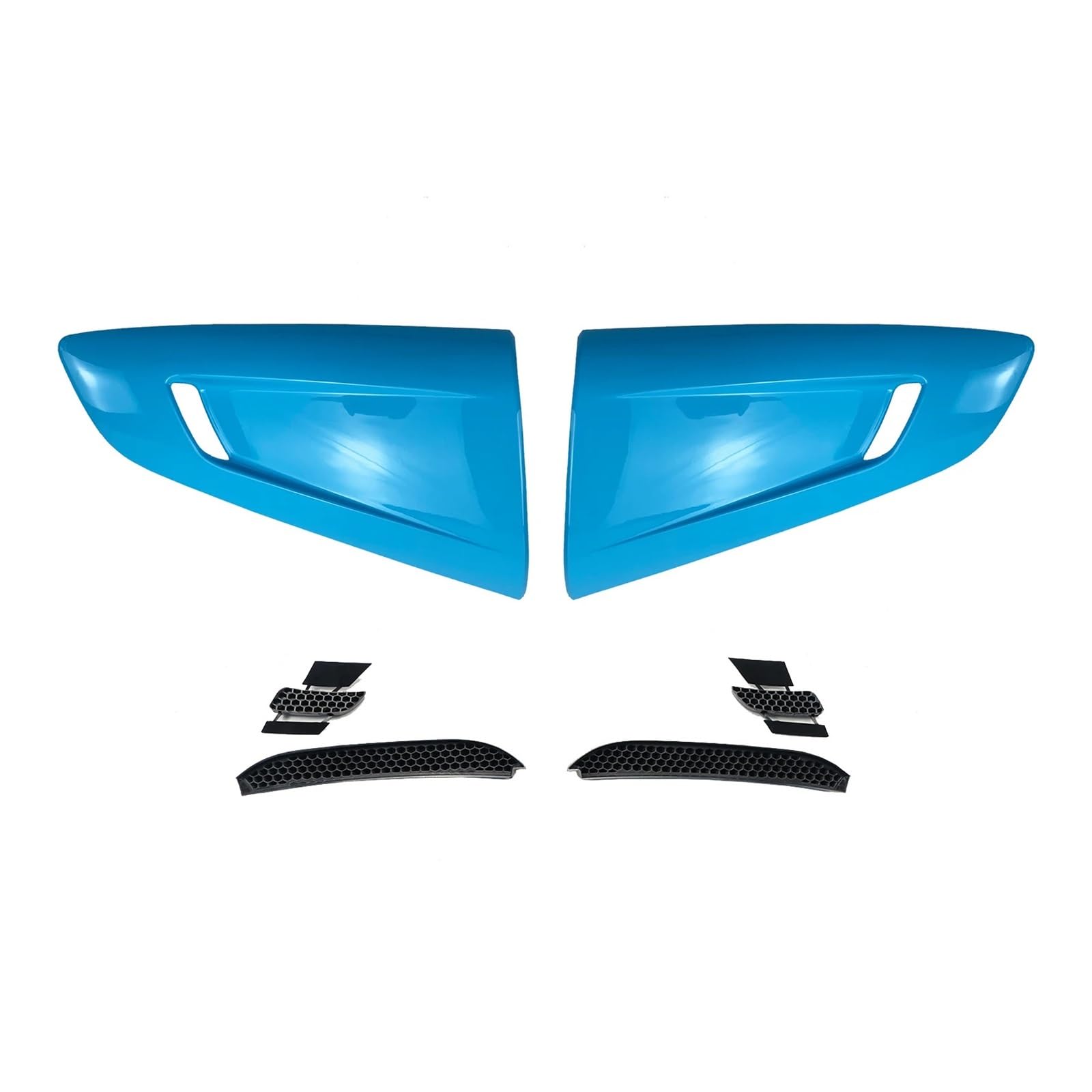 Auto Side Scoop Vent Louver Winodw Shutter Kompatibel for Mustang 2016-2022 Kotflügel Abdeckung Trim Zubehör Carbon Fiber Look Glänzend Schwarz(Lover Window Blue) von KDMOWHON