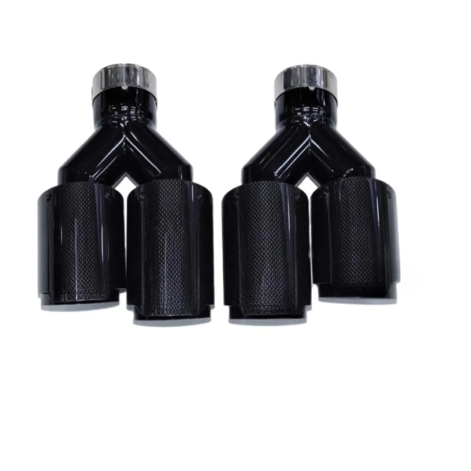 Cooles komplett schwarzes, glänzendes Auspuffrohr aus echter Kohlefaser, kompatibel mit Allzweckautos, Doppel-Y-Auspuffrohr im H-Stil(Y glossy right side) von KDMOWHON