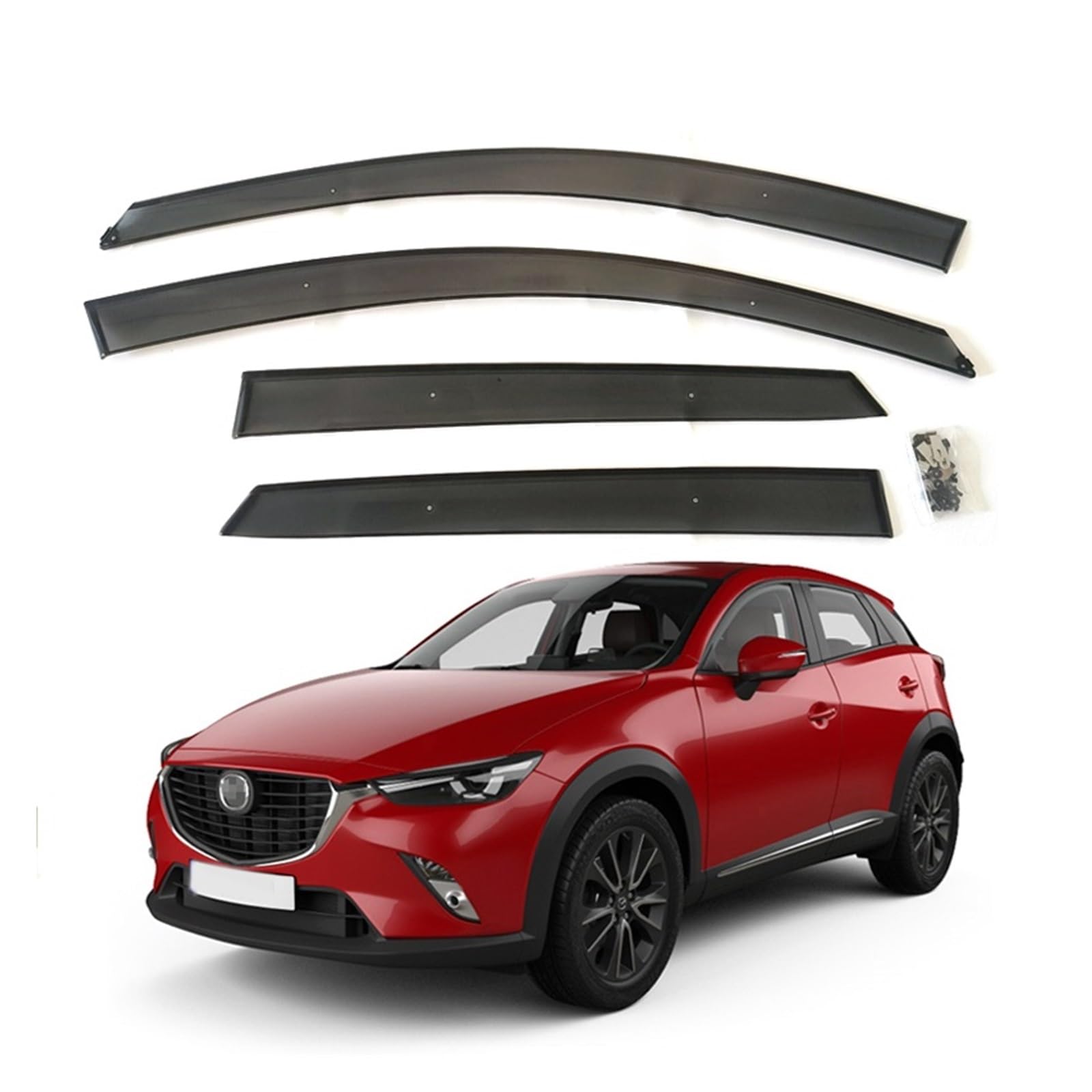 Fensterabweiser kompatibel mit Mazda CX-3 ab 2016, Türfenster, Regenblende, Wetterschutz, Sonnenschutz(No Chrome Trim) von KDMOWHON