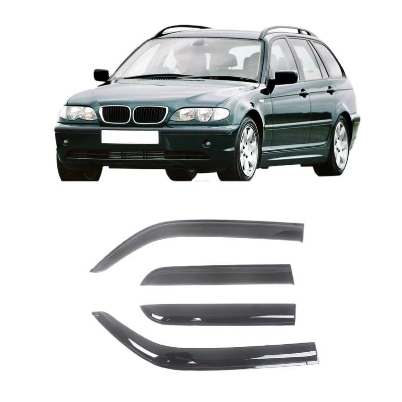 Fenstervisier Kompatibel for BMW 3er E30 E36 E46 E90 E91 F30 G20 Wetterschutz Türvisier Wind-, Sonnen- und Regenschutz Seitenfensterabweiser(E46 2002-2005) von KDMOWHON