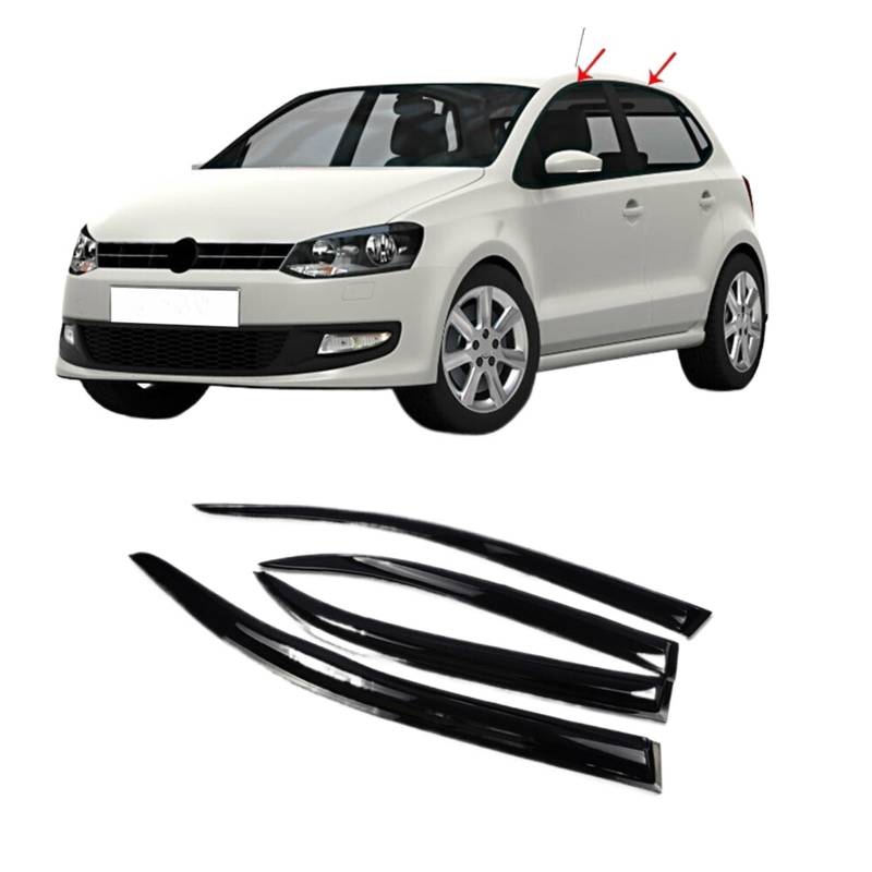 Fenstervisier kompatibel for VW Polo 2011 2012 2013 2014 2015 2016 2017 2018 Wetterschutz Regenabweiser Schutz Markise Unterstand(Style) von KDMOWHON