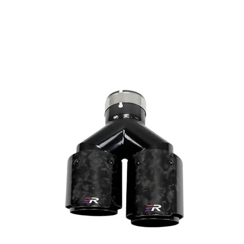 Geschmiedete Auspuffspitzen aus Kohlefaser, doppeltes OUT-Upgrade, glänzend schwarze Schalldämpferdüsen aus Edelstahl for Autozubehör, modifizieren(Left ID60-OD101mm) von KDMOWHON