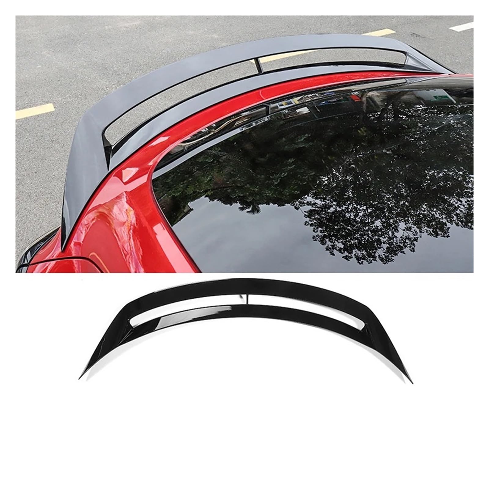 KDMOWHON Kompatibel for 2021 22 24 Tesla Model Y Kofferraum, hellschwarz und Karbonfasermuster, ABS-Deckel, Spoilerflügel, Auto-Heckklappen-Bodykit-Zubehör(Bright Black) von KDMOWHON