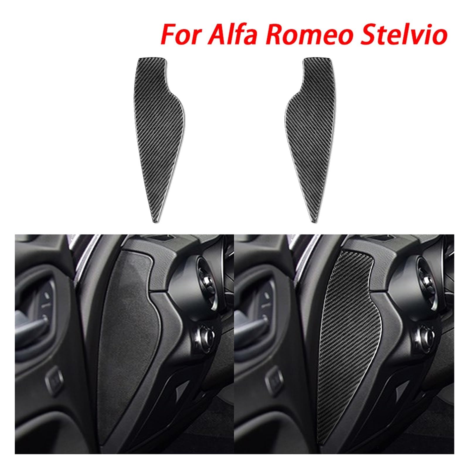 KDMOWHON Kompatibel for Alfa Romeo Stelvio 2016–2022, Kohlefaser, beidseitige Frontschlitz-Panel-Abdeckung, Verkleidung, Auto-Innendekorationsaufkleber von KDMOWHON