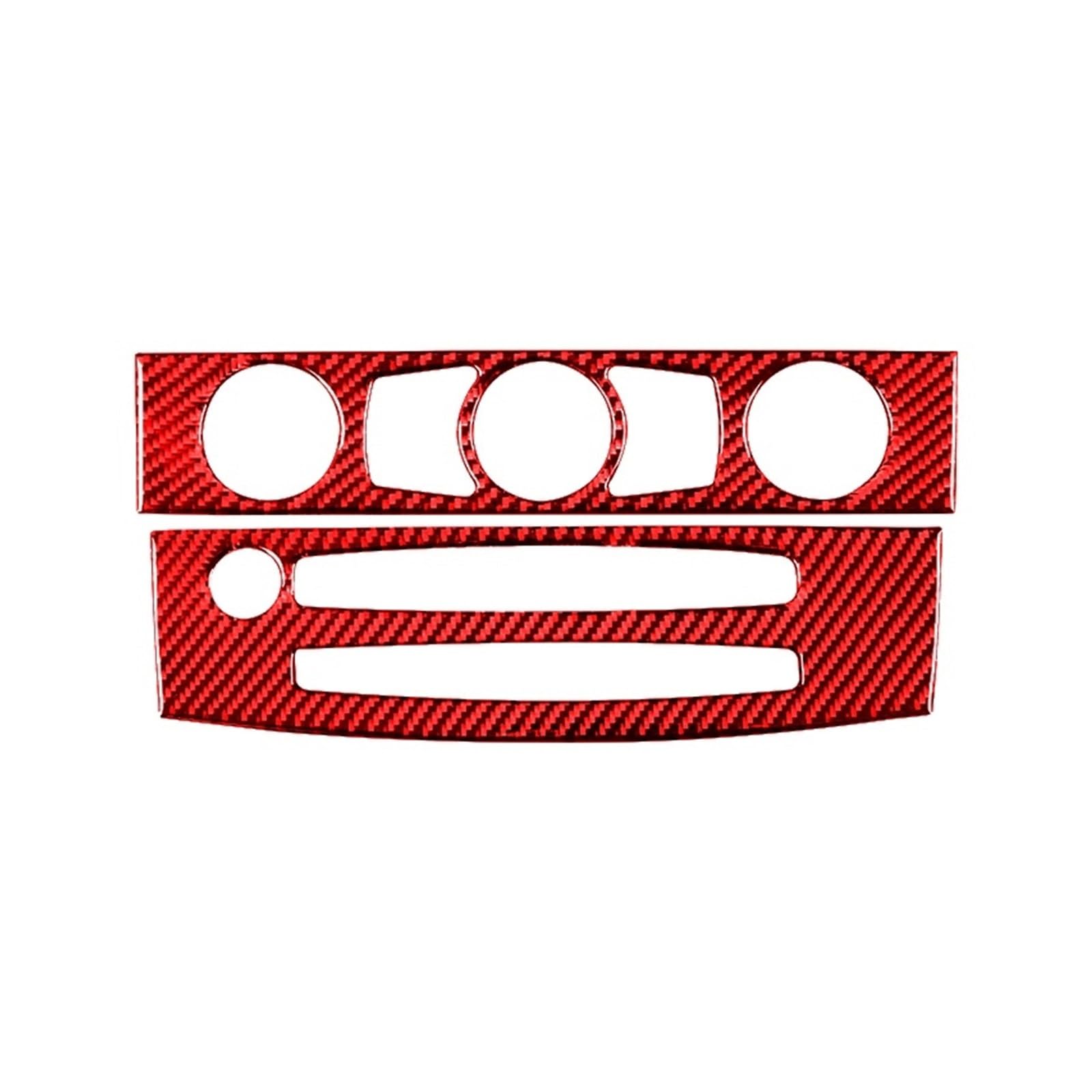 KDMOWHON Kompatibel for BMW 5er E60 2004–2010, Zubehör, Kohlefaser-Innenraum, Auto-Klimaanlage, CD-Bedienfeld, Verkleidung, Rahmenaufkleber(Style B(Red)) von KDMOWHON