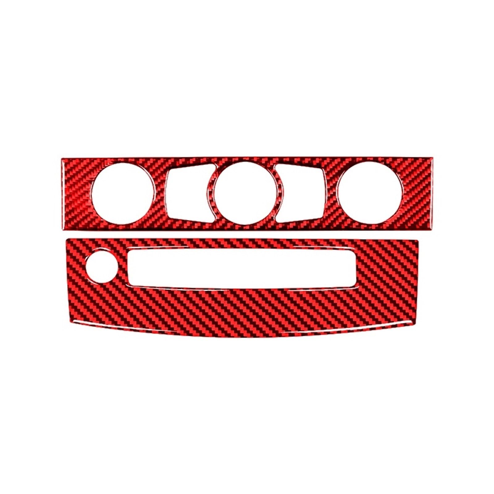 KDMOWHON Kompatibel for BMW 5er E60 2004–2010, Zubehör, Kohlefaser-Innenraum, Auto-Klimaanlage, CD-Bedienfeld, Verkleidung, Rahmenaufkleber(Style C(Red)) von KDMOWHON