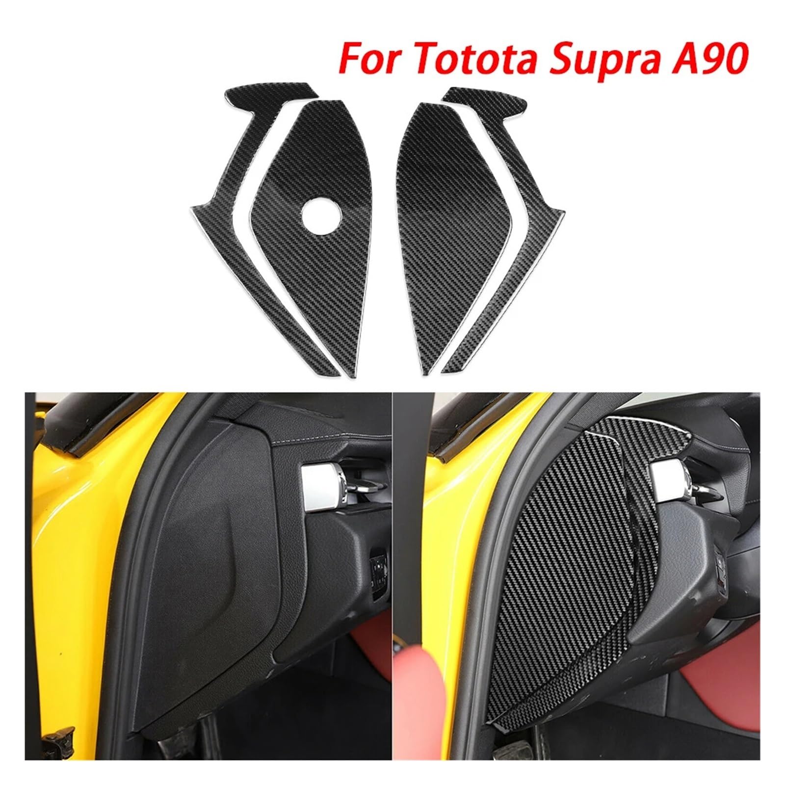 KDMOWHON Kompatibel for Toyota Supra A90 2019–2022, echte Kohlefaser, Tür-Antikollisions-Frontschlitz-Panel-Verkleidungsabdeckung, dekorativer Auto-Innenraum-Aufkleber(Black LHD) von KDMOWHON