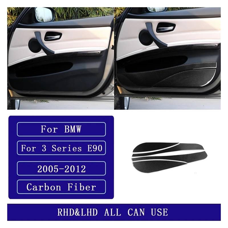 Kompatibel for BMW 3er E90 2005–2012, Kohlefaser, Anti-Kick-Vordertürverkleidung, Verkleidungsabdeckung, Auto-Innenzubehör, dekorative Aufkleber von KDMOWHON