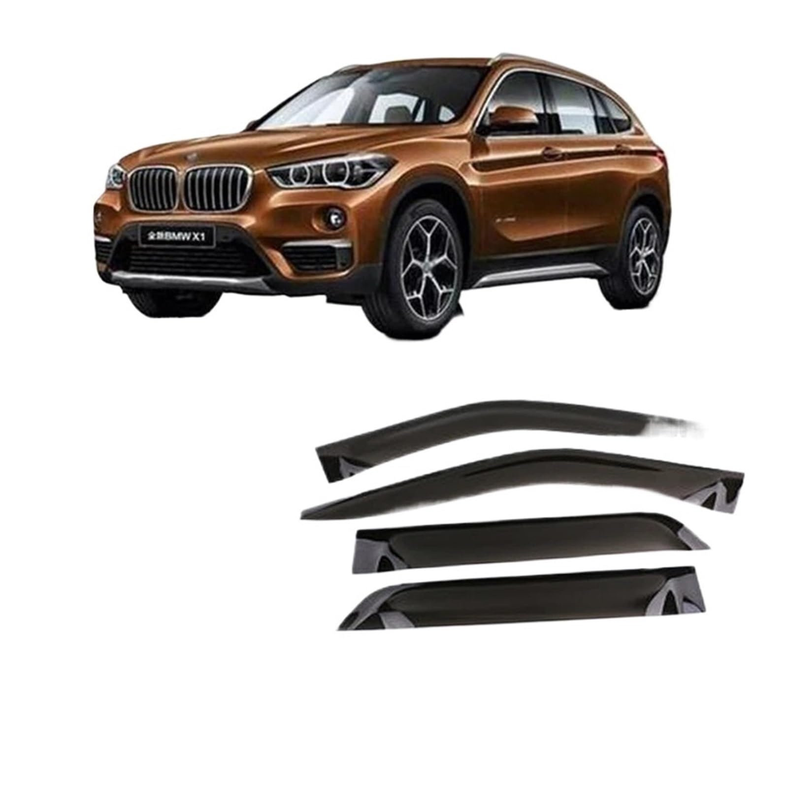 Kompatibel for BMW X1 F48 Fensterblenden, Auto-Sonnenschutz, Regenschutz, Deflektoren, Markisenverkleidung, Abdeckung, Außenrauchschutz, Autozubehör, Auto Styline von KDMOWHON