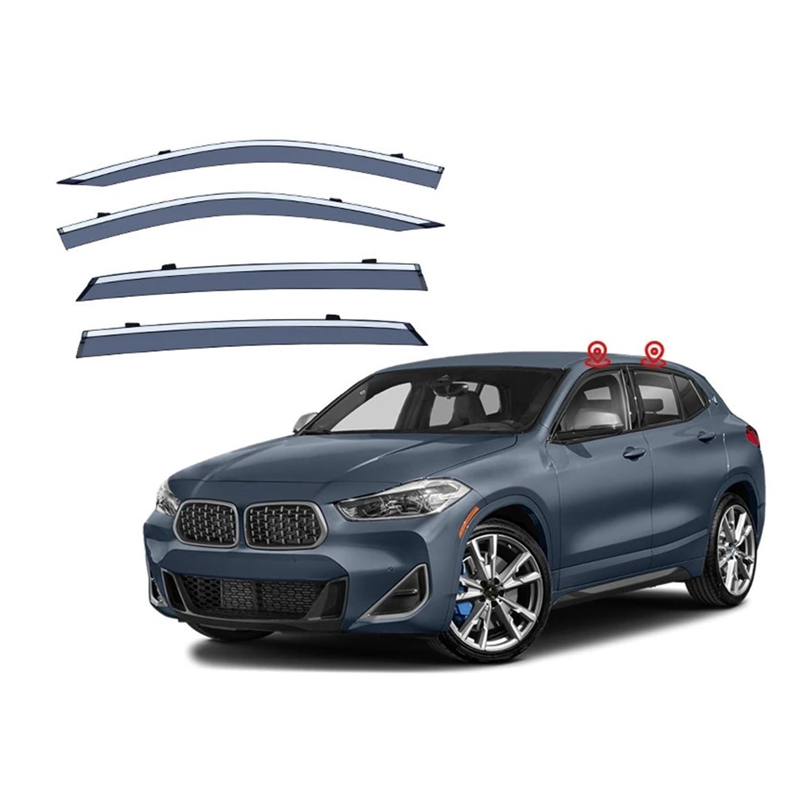 Kompatibel for BMW X2 F39 2018 2019 2020 2021 2022 Fensterblende Auto Regenschutz Deflektoren Markise Verkleidung Abdeckung Außen Autozubehör(Electroplating) von KDMOWHON