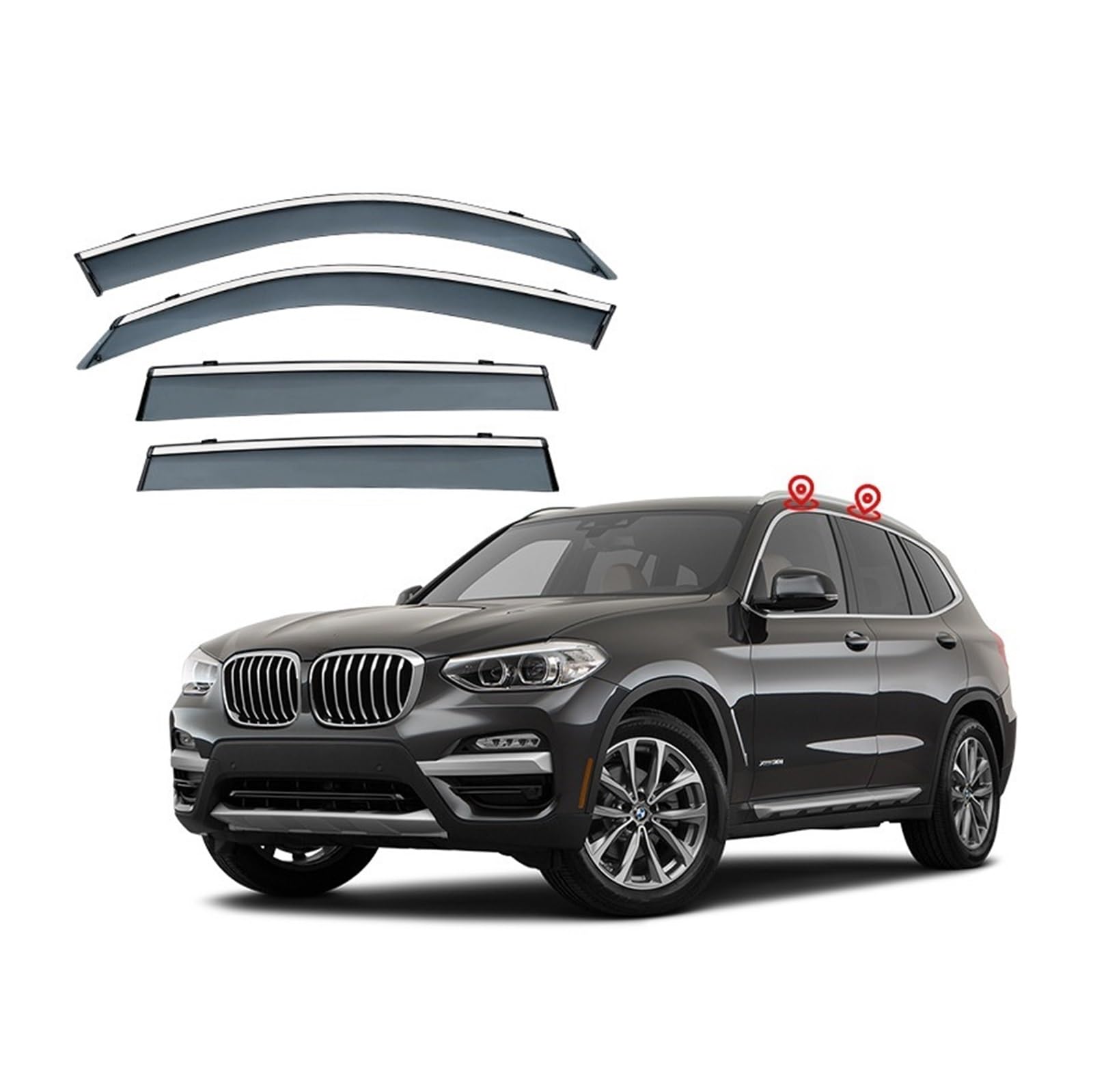 Kompatibel for BMW X3 2003–2022 E83 F25 G01 Fensterblende Türblende Sonne Regenschutz Wetterschutz Fensterblende Zubehör Heller Streifen(G01) von KDMOWHON