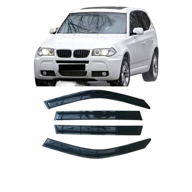Kompatibel for BMW X3 E83 F25 2004-2017 Auto-Seitenfenster-Windabweiser, Visiere, schwarzer Regenschutz, Türvisier, Lüftungsschirme, dunkler Lüftungsschirm(for X3 E83 04-10) von KDMOWHON
