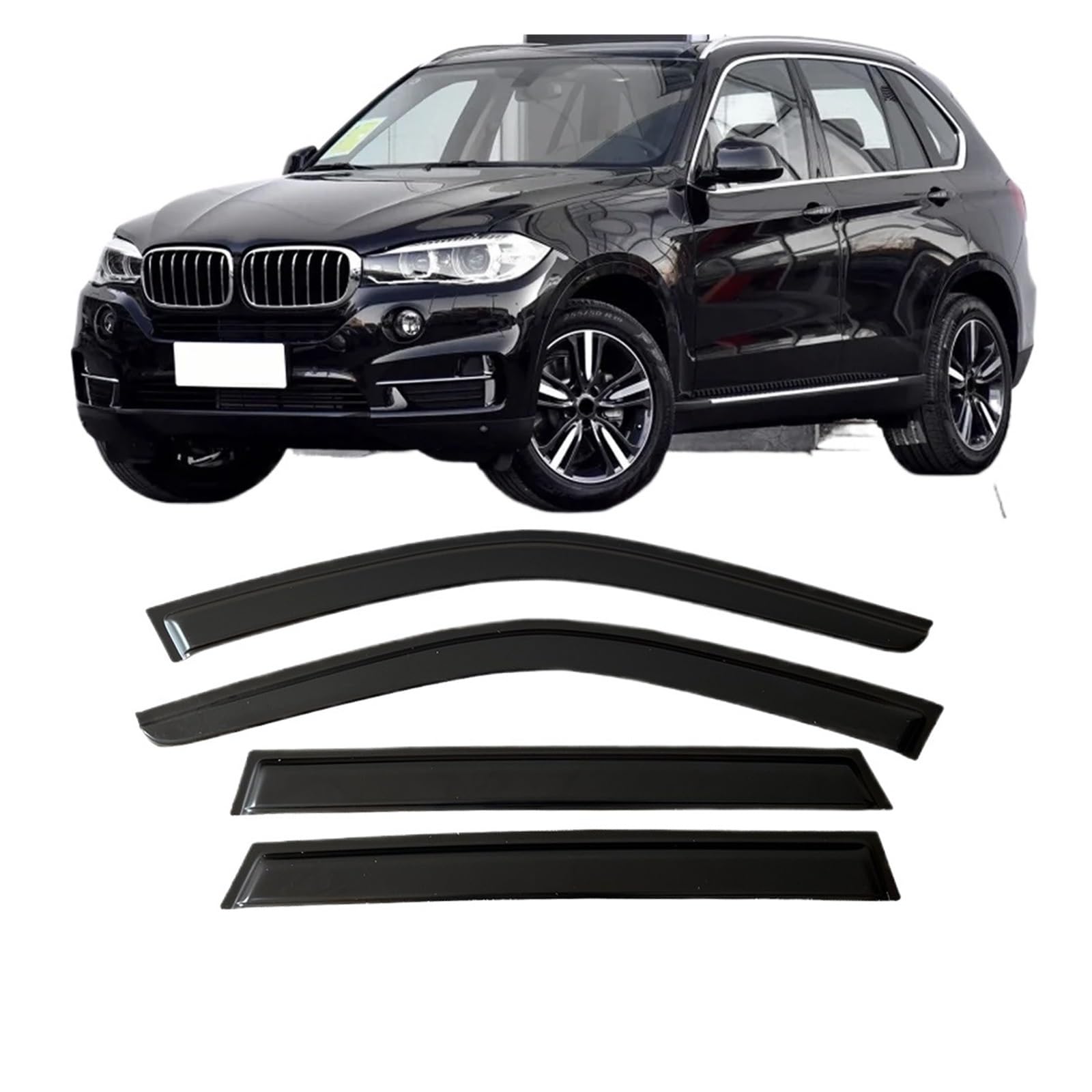 Kompatibel for BMW X5 F15 E53 E70 2000-2018 Auto Seitenfenster Windabweiser Visiere Regenschutz Türvisier Lüftungsschattierungen Dunkelschwarz Ventvisor(for X5 F15 2013-2018) von KDMOWHON